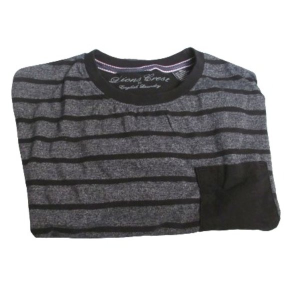 Lion crest Men's Black Gray Long Sleeve Striped Shirt - Picture 1 of 3